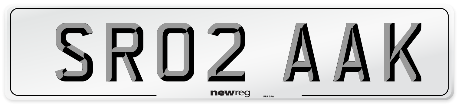 SR02 AAK Number Plate from New Reg